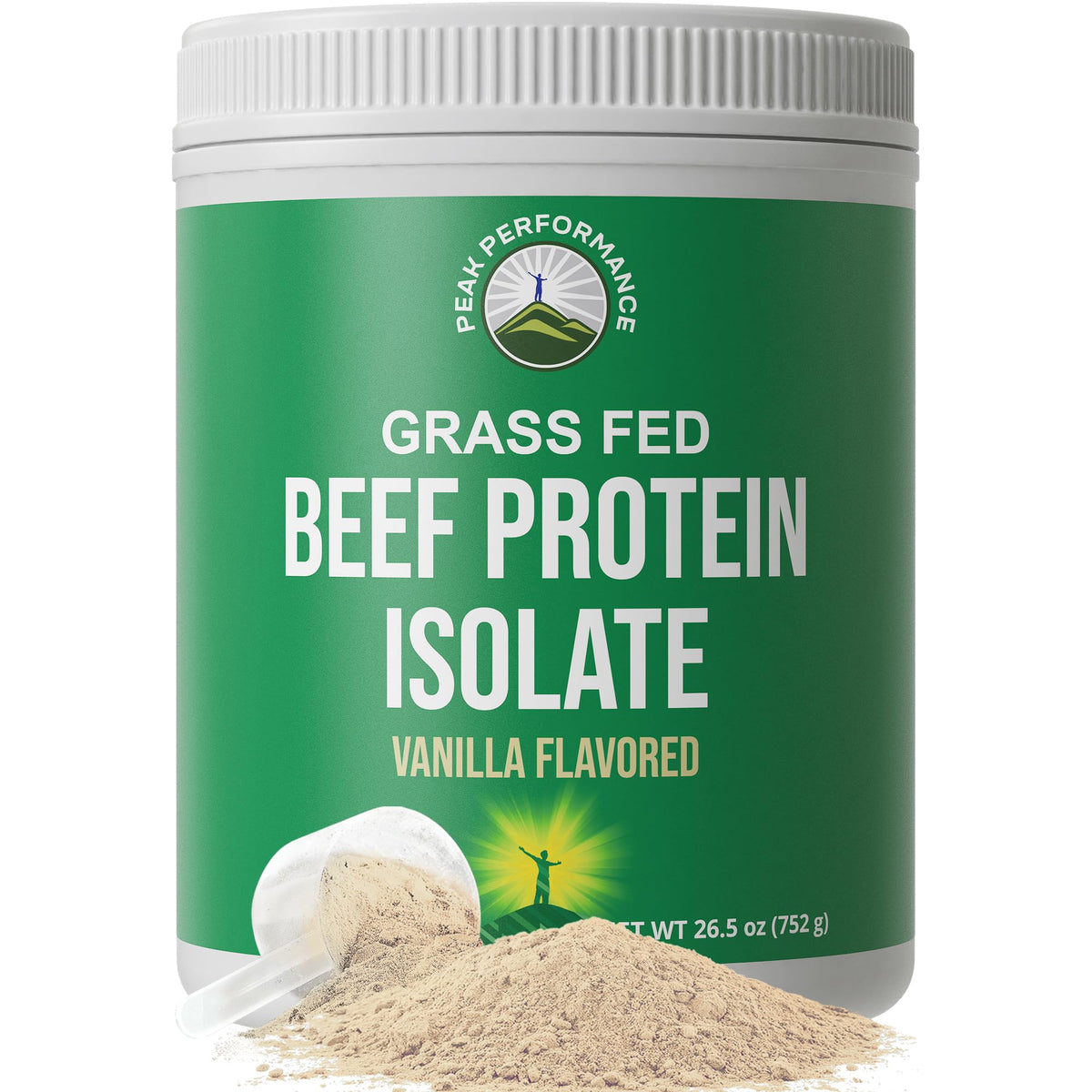 Envase de Peak Performance Proteína de Carne, opción sin lactosa para dietas sensibles.