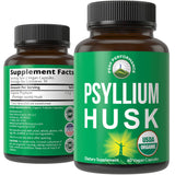 Peak Performance psyllium husk cápsulas en botella, fibra soluble para digestión equilibrada
