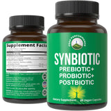 Peak Performance Synbiotic en el envase frontal, posible apoyo al equilibrio digestivo.