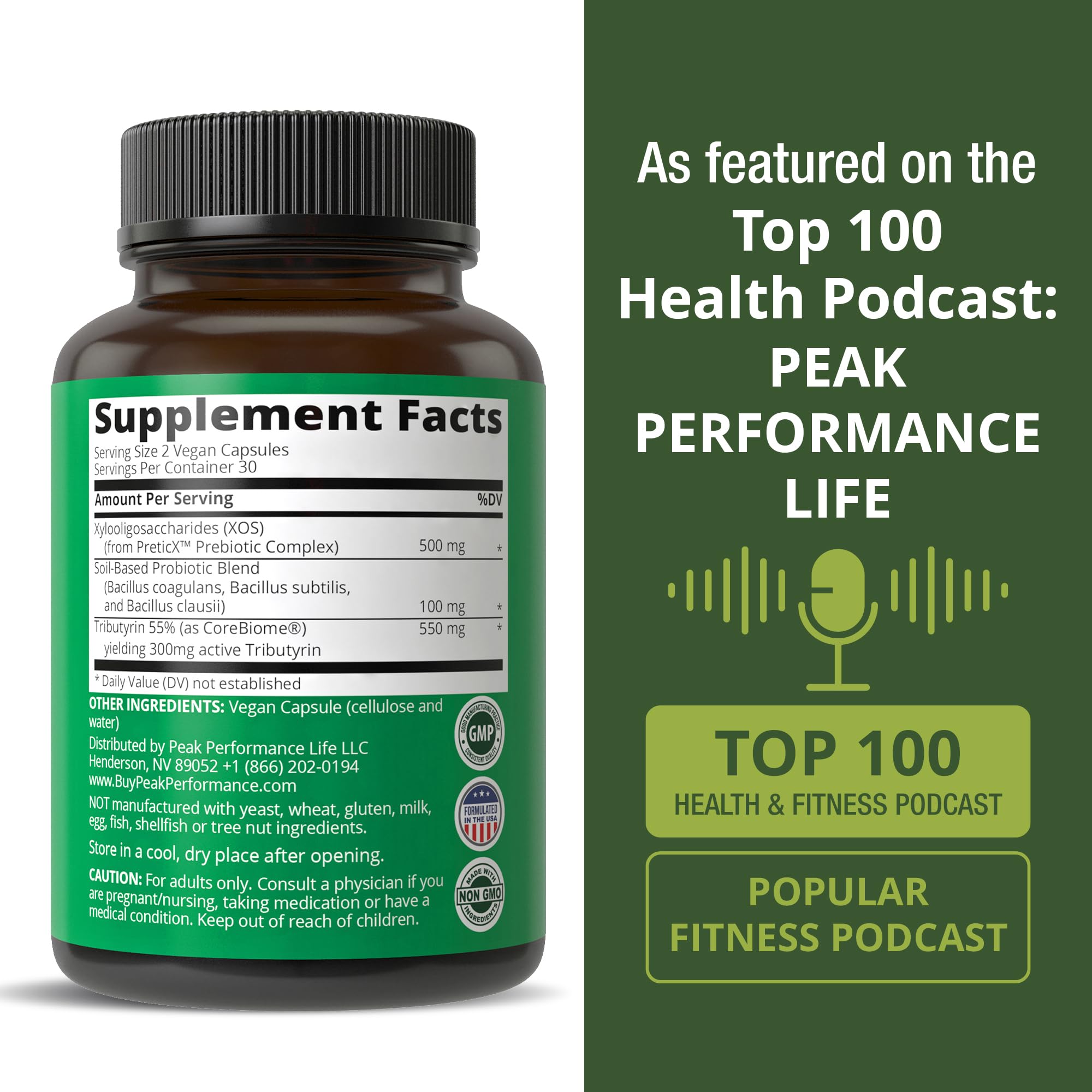 Peak Performance Synbiotic sello de calidad, respaldo clínico de seguridad y eficacia.