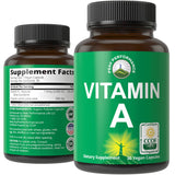 Peak Performance vitamina A orgánica certificada 5000 UI en botella, uso diario recomendado