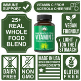 Etiqueta nutricional de Peak Performance Vitamina C con información de 500 mg por porción.