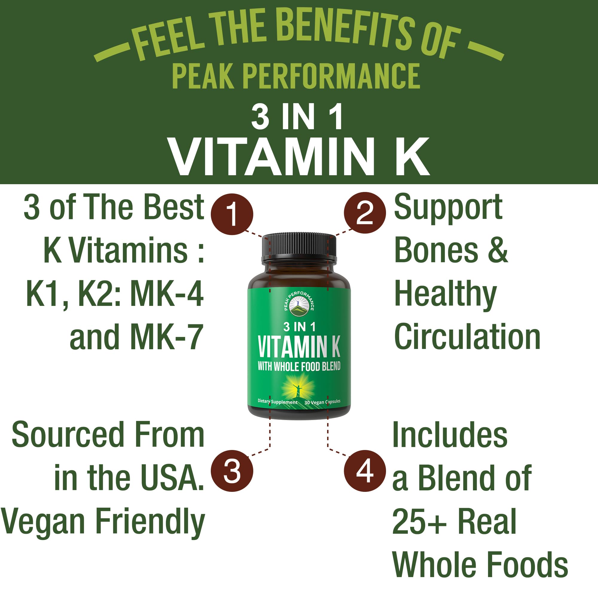 Cápsulas veganas Peak Performance K, listas para uso diario