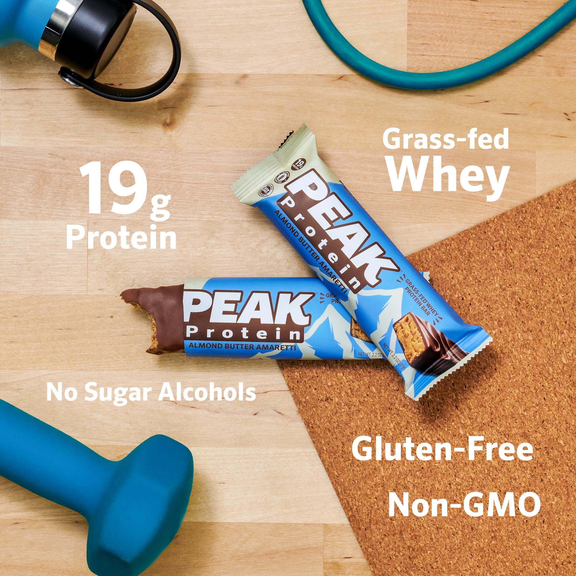 Peak Protein etiqueta nutricional con 19 g de proteína por barra.