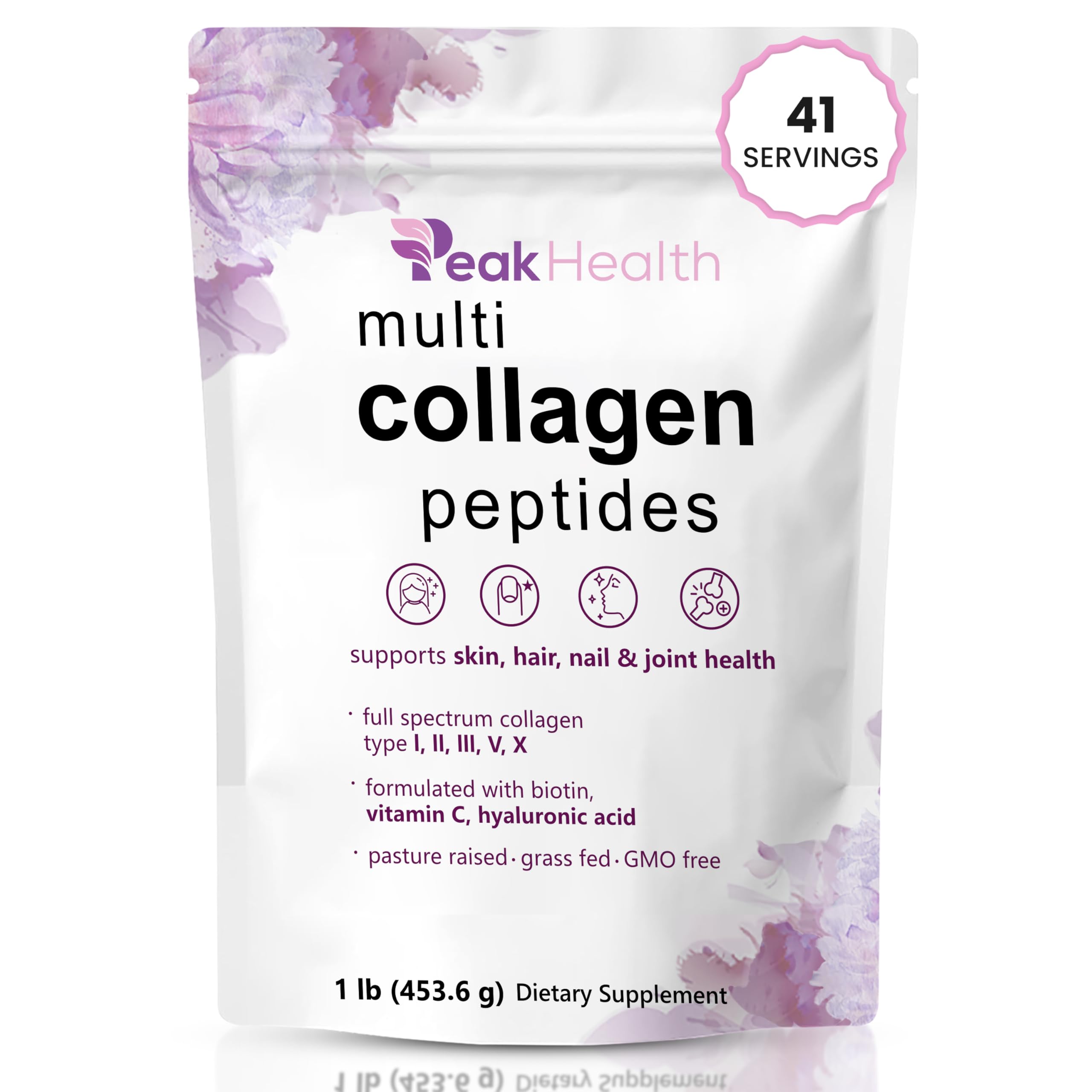 Peakhealth Multi Collagen Powder envase para apoyo de piel y articulaciones