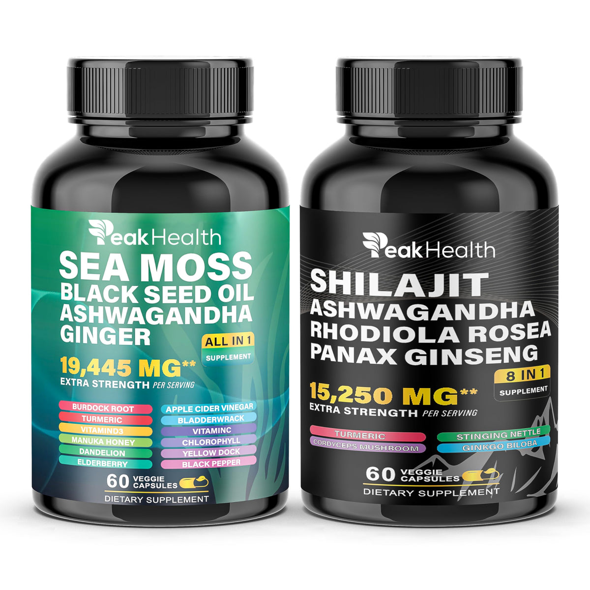 Peakhealth Shilajit con musgo marino, cápsulas para energía diaria