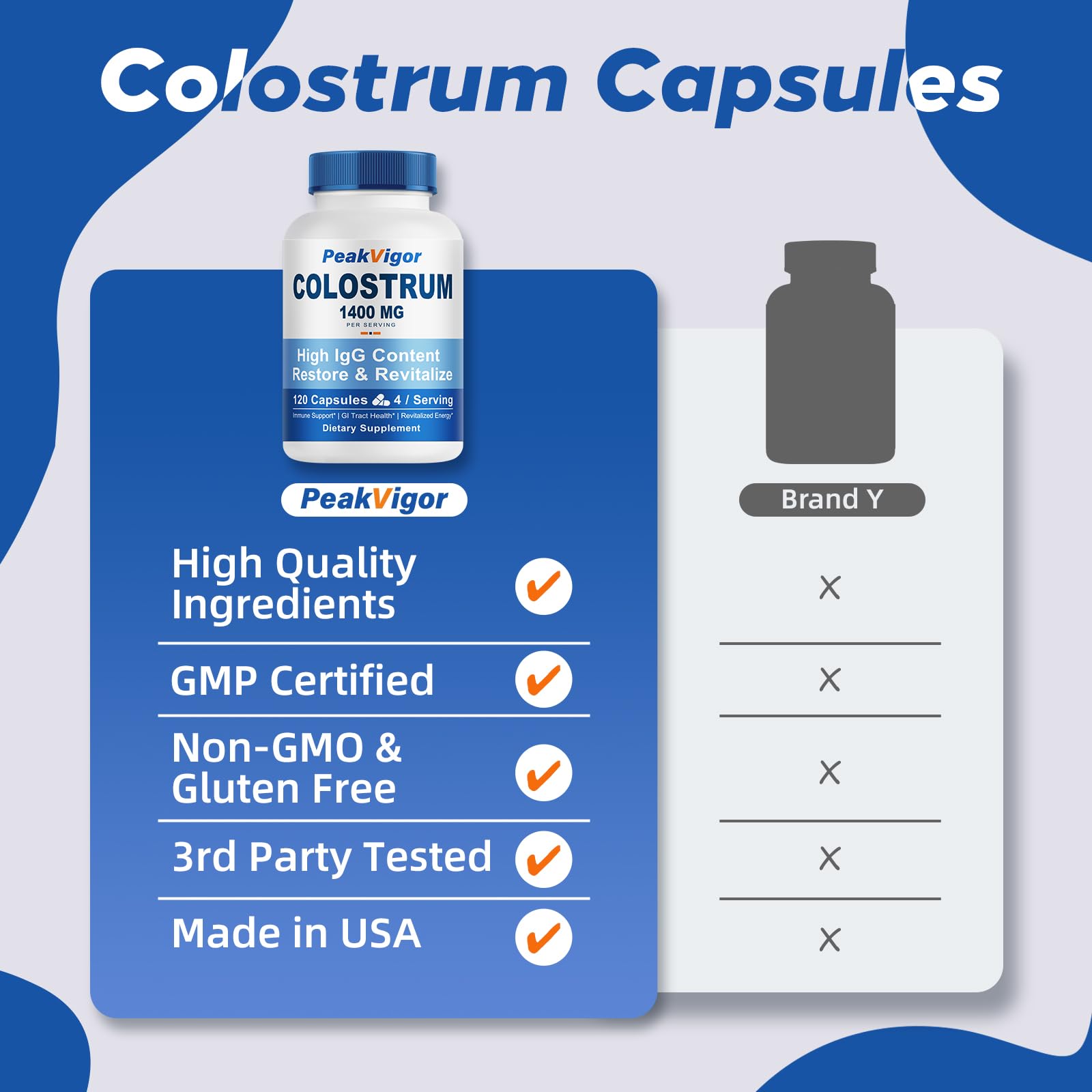 PeakVigor Colostro bovino orgánico apoyo digestivo e inmunitario diario