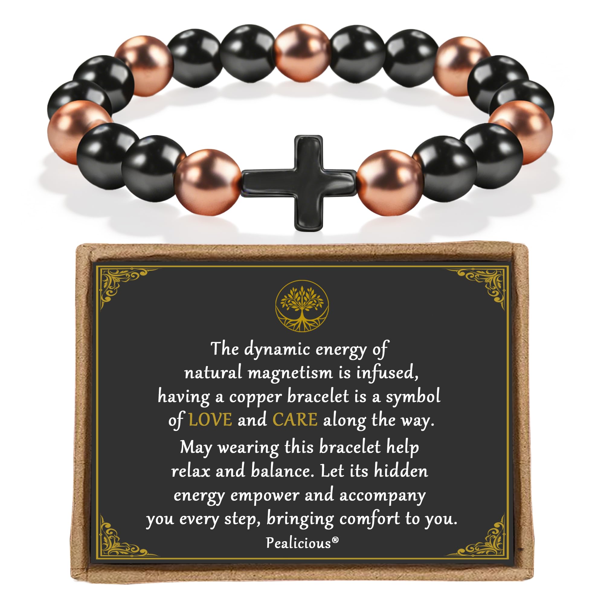 Pulsera magnética de cobre PEALICIOUS en vista frontal para uso diario.