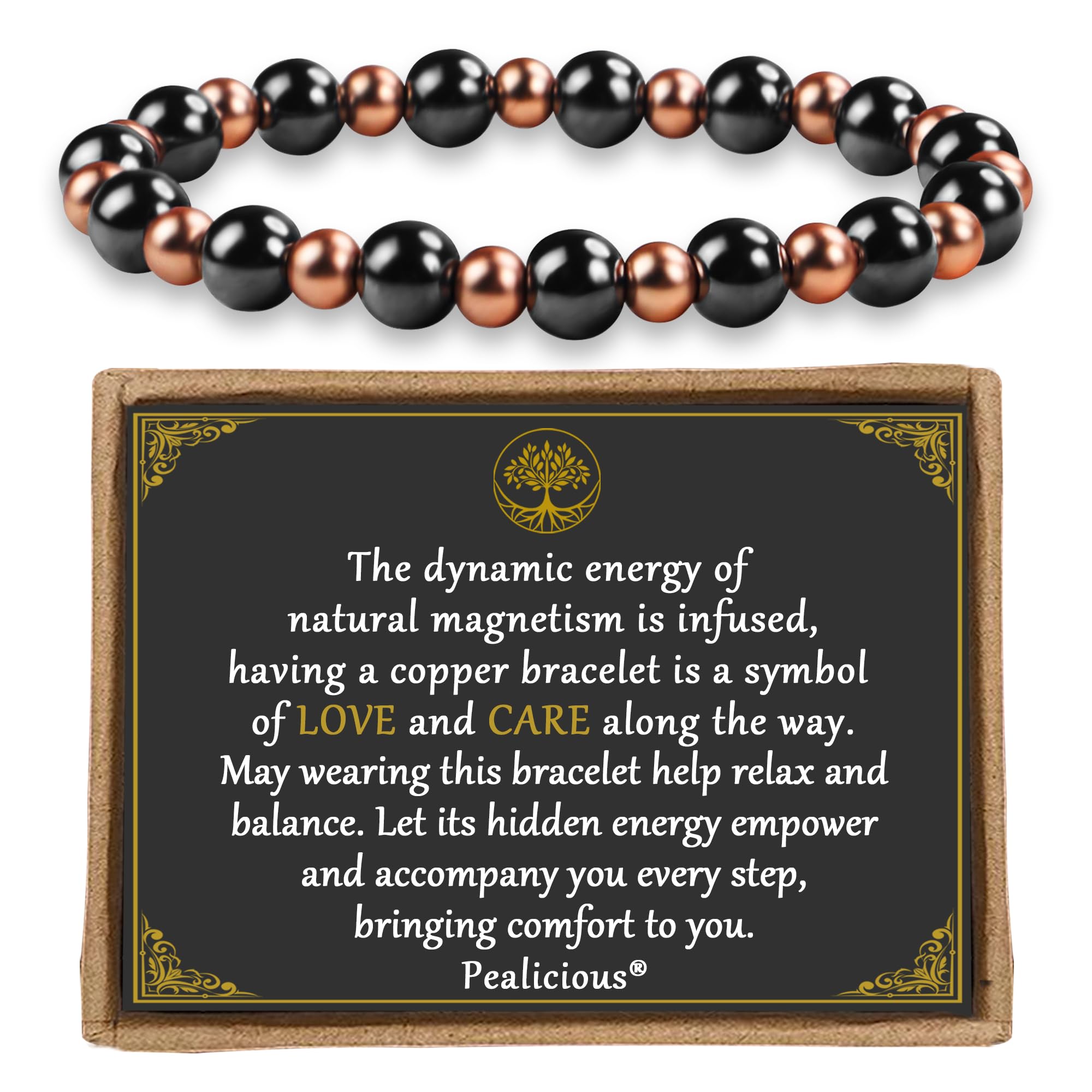Pulsera magnética de cobre PEALICIOUS para mujeres, elegante y cómoda para uso diario.