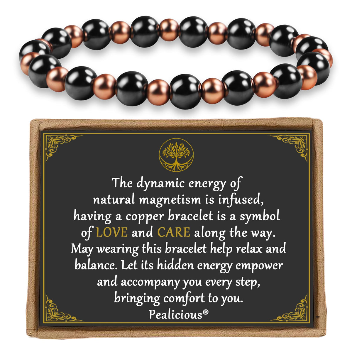 Pulsera magnética de cobre PEALICIOUS para mujeres, elegante y cómoda para uso diario.