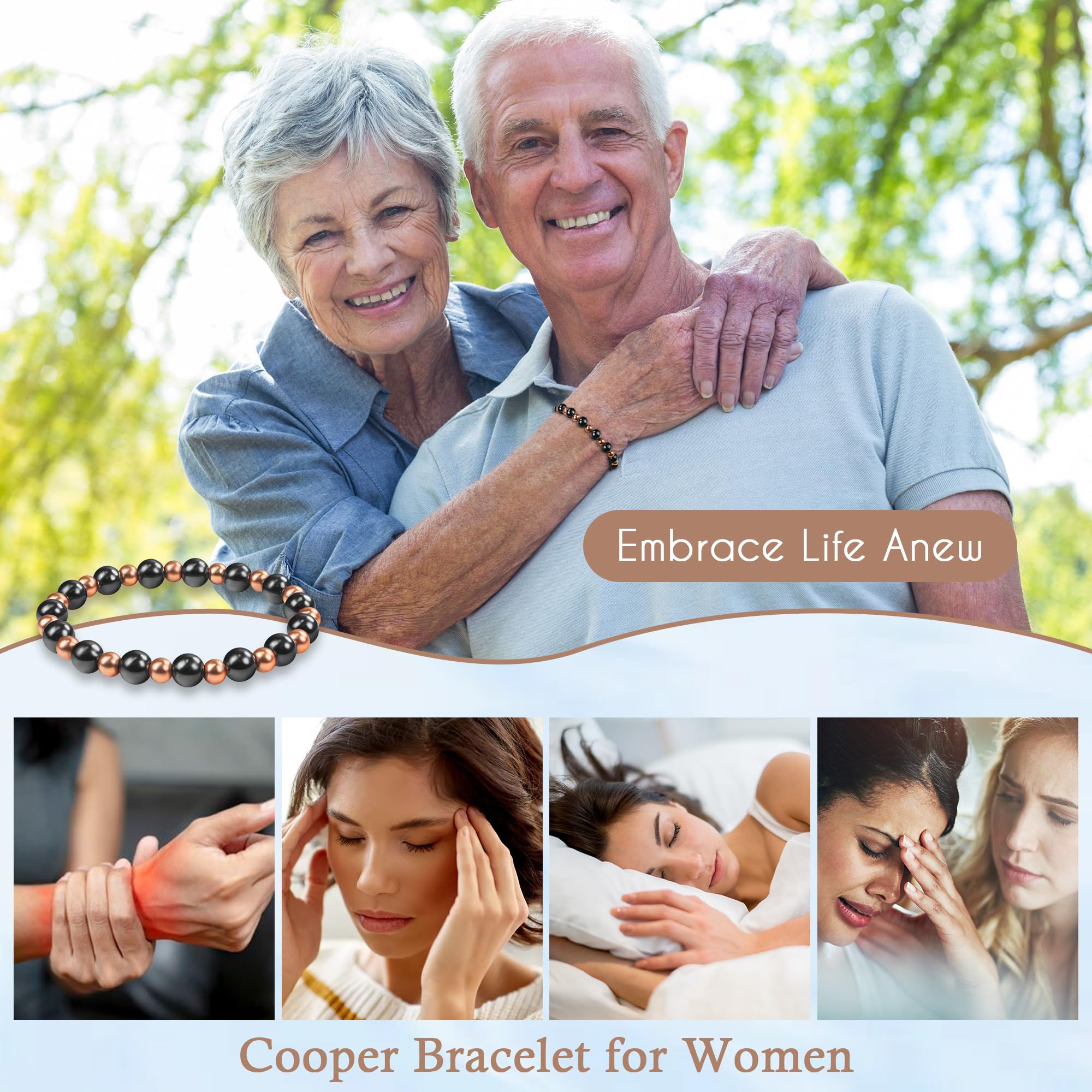Pulsera hipoalergénica de cobre, libre de níquel y zinc para uso diario.