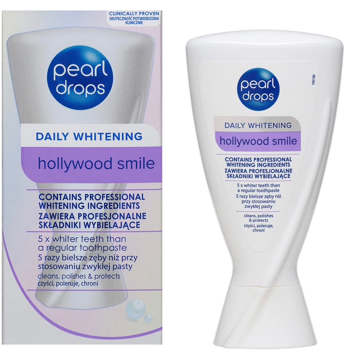 Pearl Drops Pasta de Dientes Sonrisa Hollywood, blanqueamiento suave y aliento fresco.