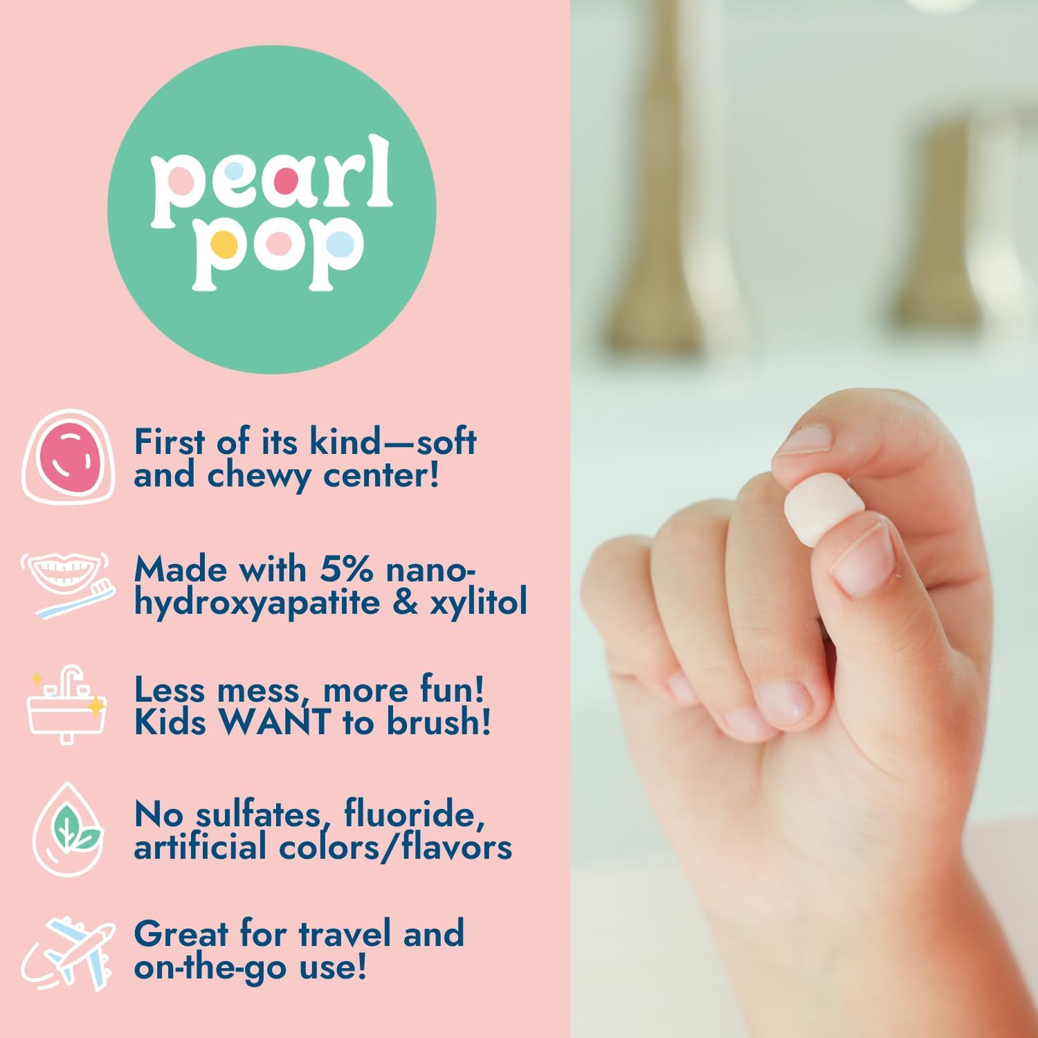 Pearl Pop diseño divertido que fomenta hábitos de cepillado.