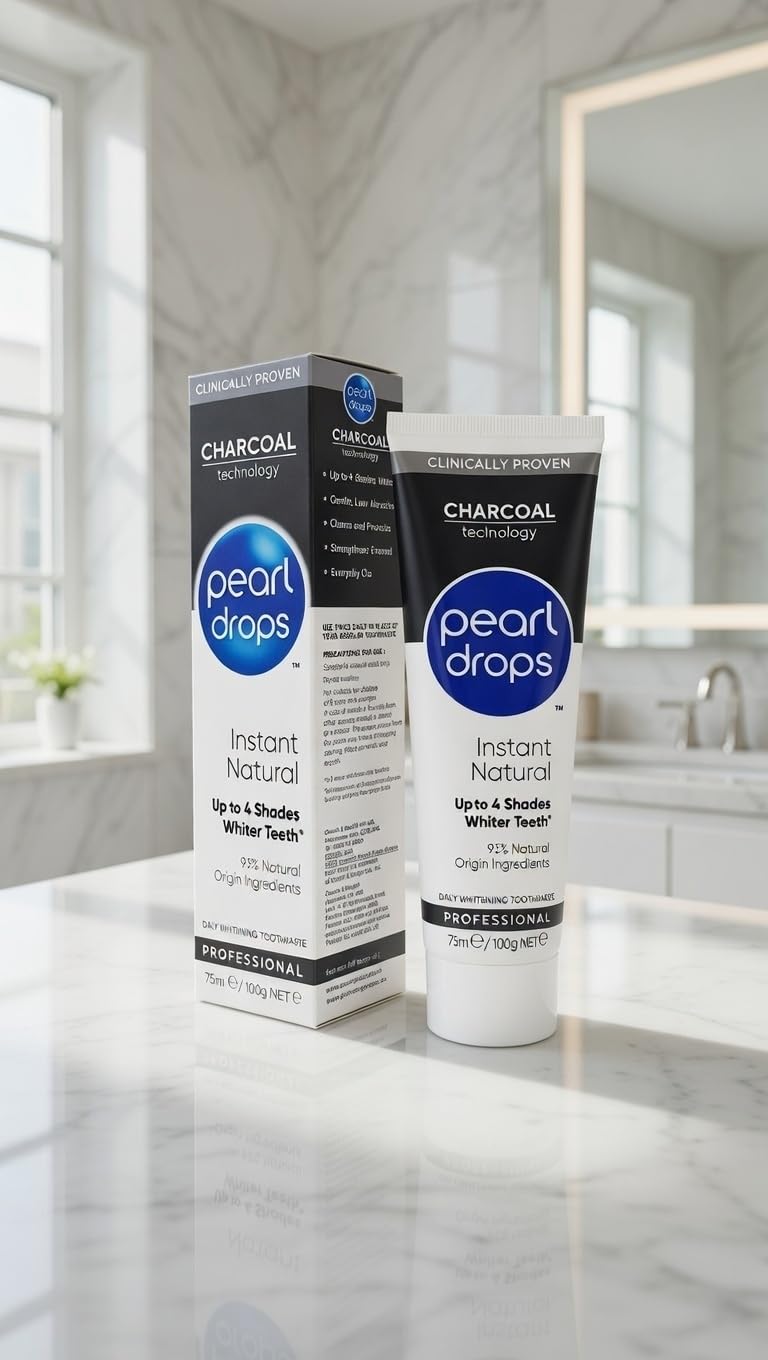Carbón activado de Pearl Drops, uso diario para dientes más blancos.