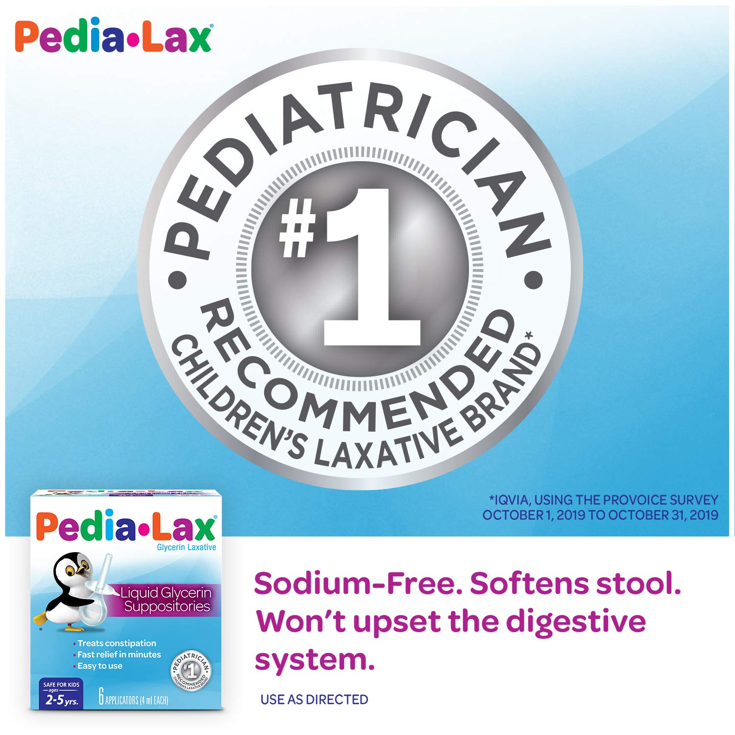 Caja de 6 supositorios Pedia-Lax en pack de 3, opción conveniente.