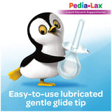 Instrucciones de dosificación de Pedia-Lax para padres y cuidadores.