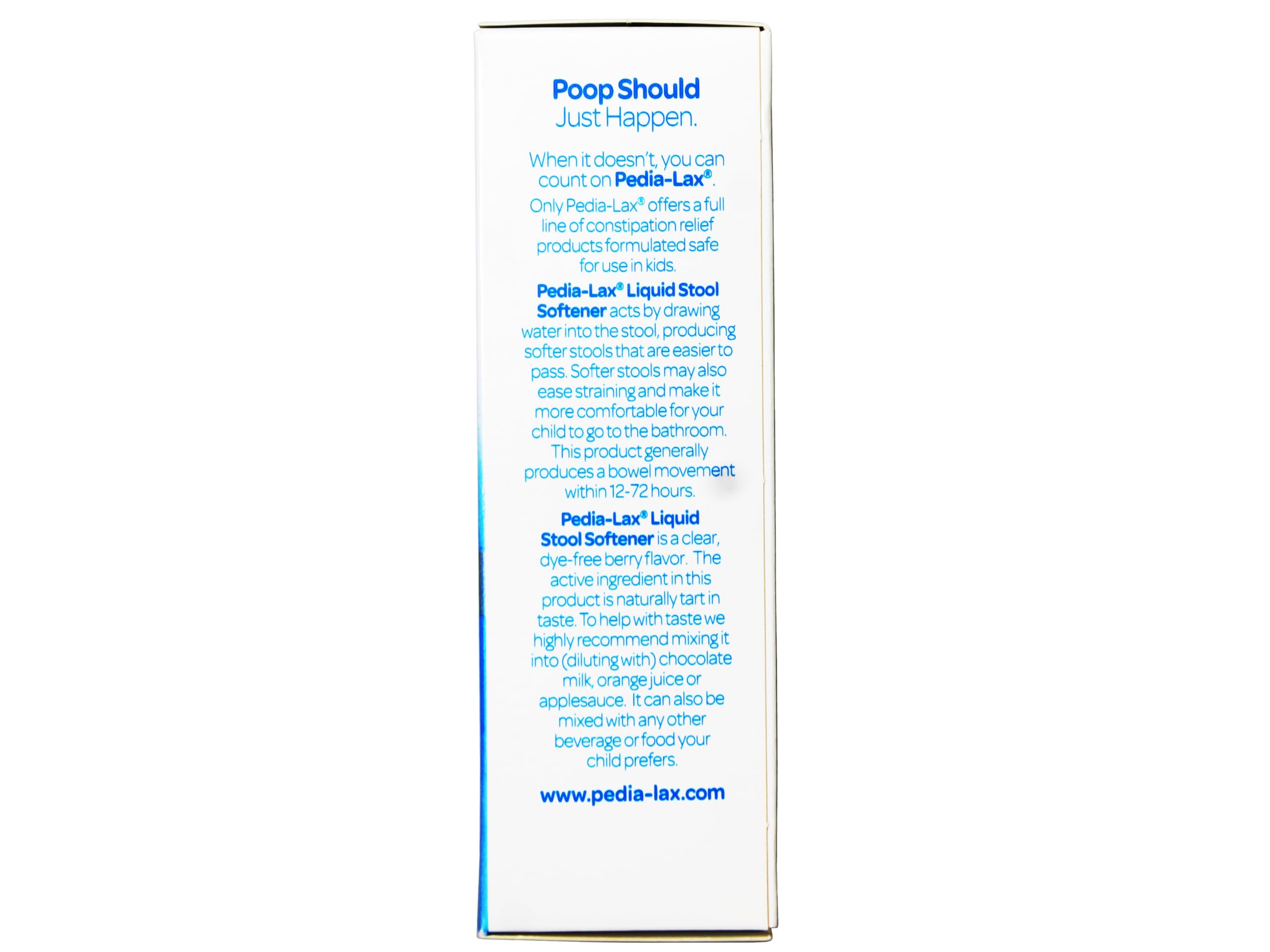 Envase de 4 oz de Pedia-Lax, práctico y compacto.