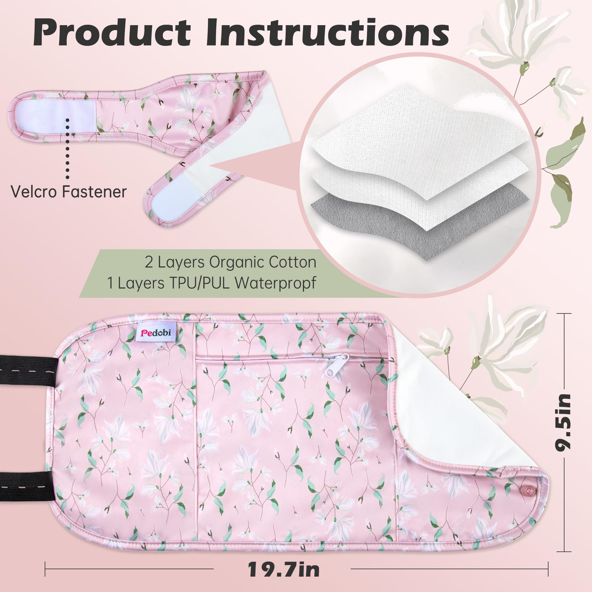 Pedobi compresa anti-fugas para aceite de ricino, absorbente y limpia.