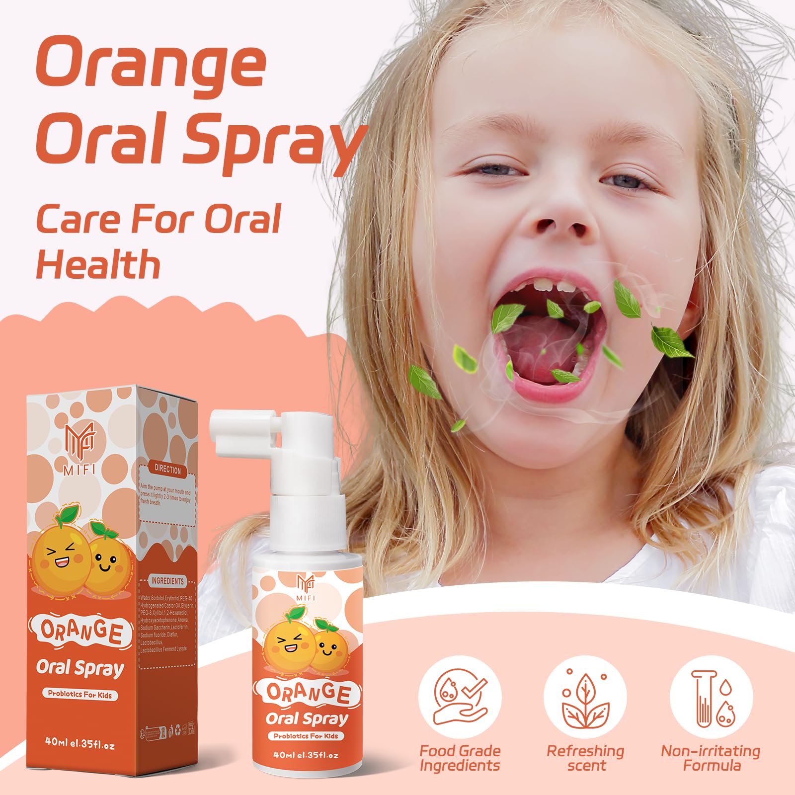 PEGO Kids Oral Spray con 300 pulverizaciones, botella duradera