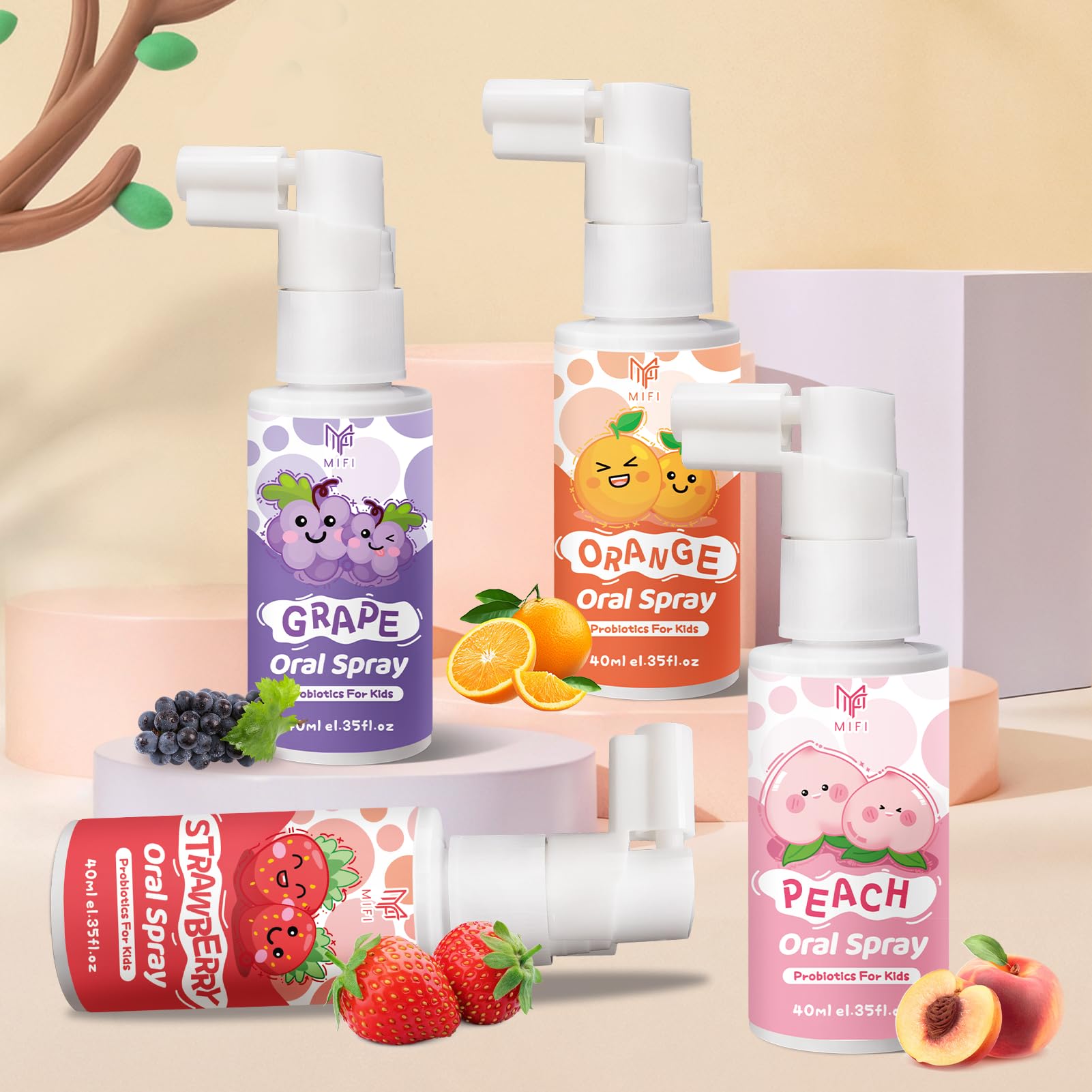 PEGO Kids Oral Spray sabor naranja, aliento fresco entre comidas