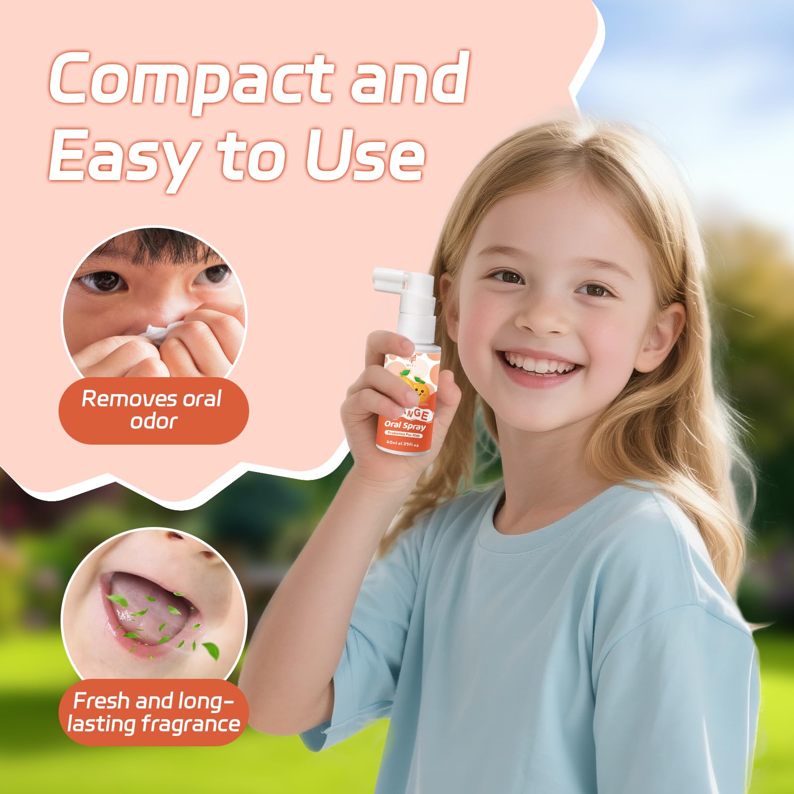 PEGO Kids Oral Spray en viaje, formato compacto