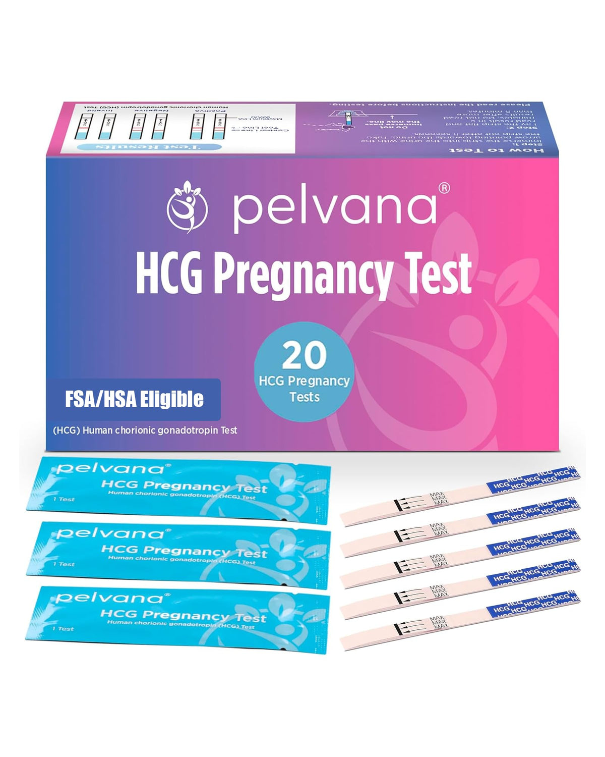 Pelvana tiras prueba HCG, paquete de 20 unidades para pruebas frecuentes.