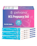 Pelvana tiras prueba HCG, paquete de 20 unidades para pruebas frecuentes.
