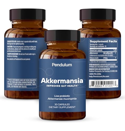 Frasco de Pendulum Akkermansia Probiotico para uso diario.