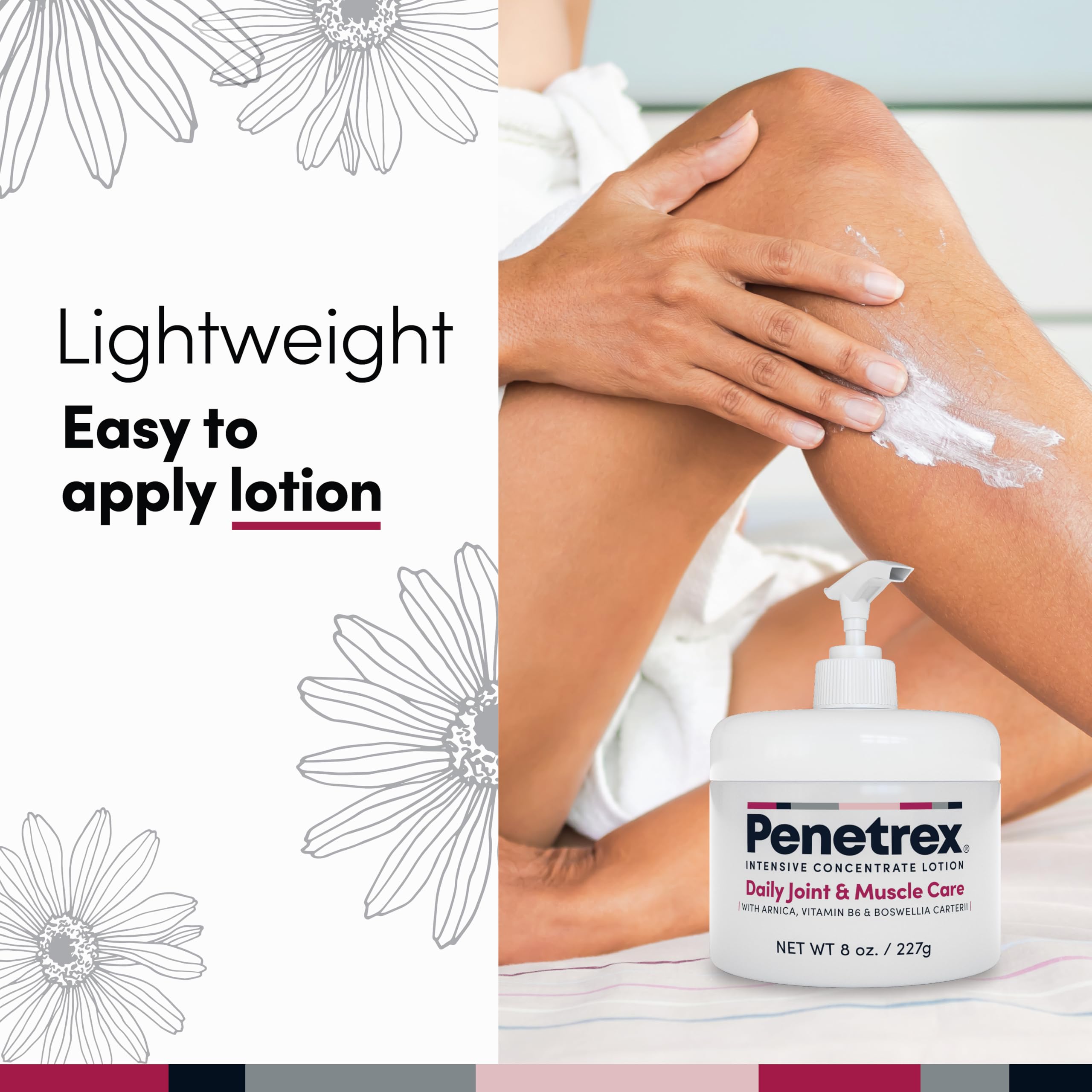 Penetrex aroma suave, loción ligera para uso diario sin fragancia fuerte.