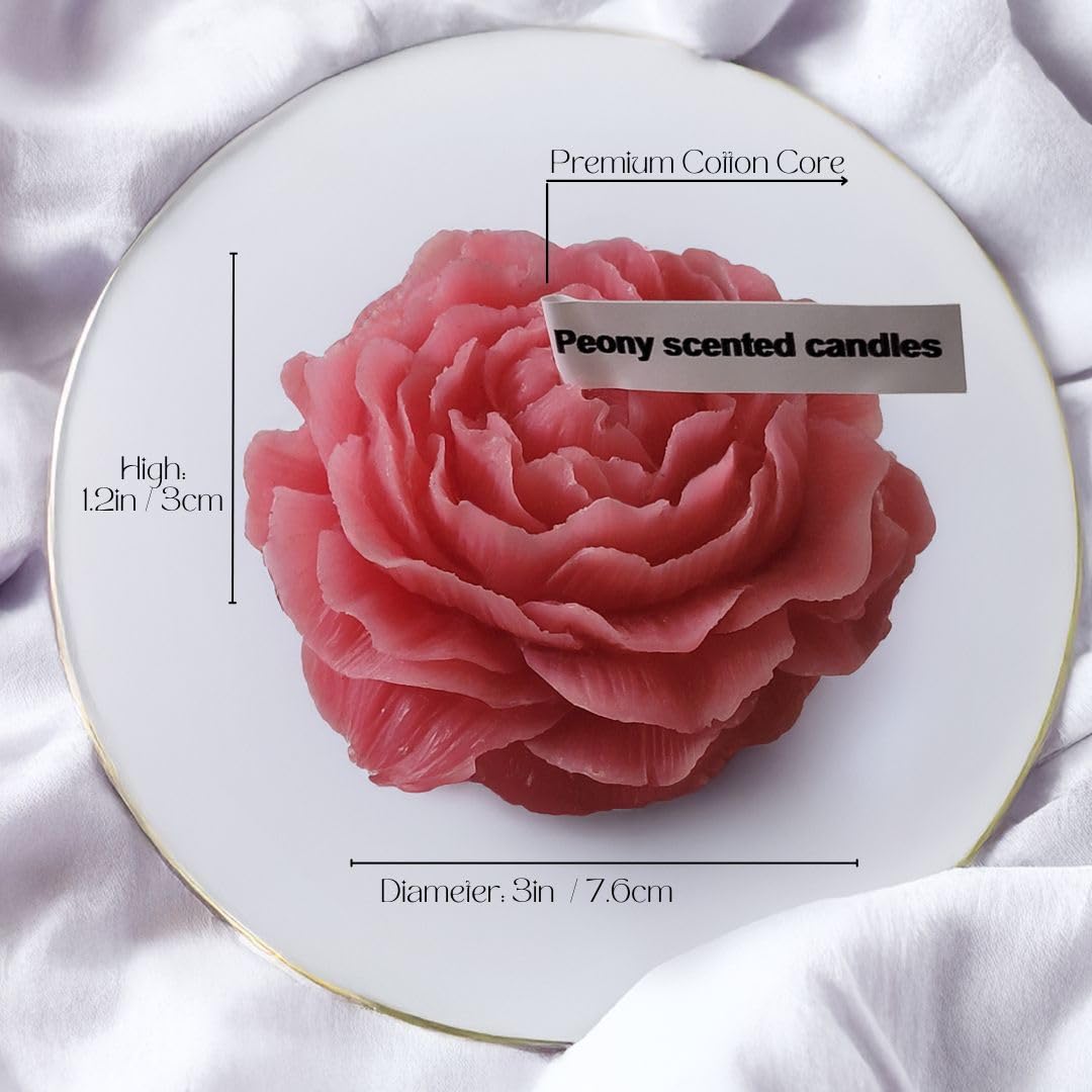 Vela en forma de peonía en empaque regalo cuidado y distintivo