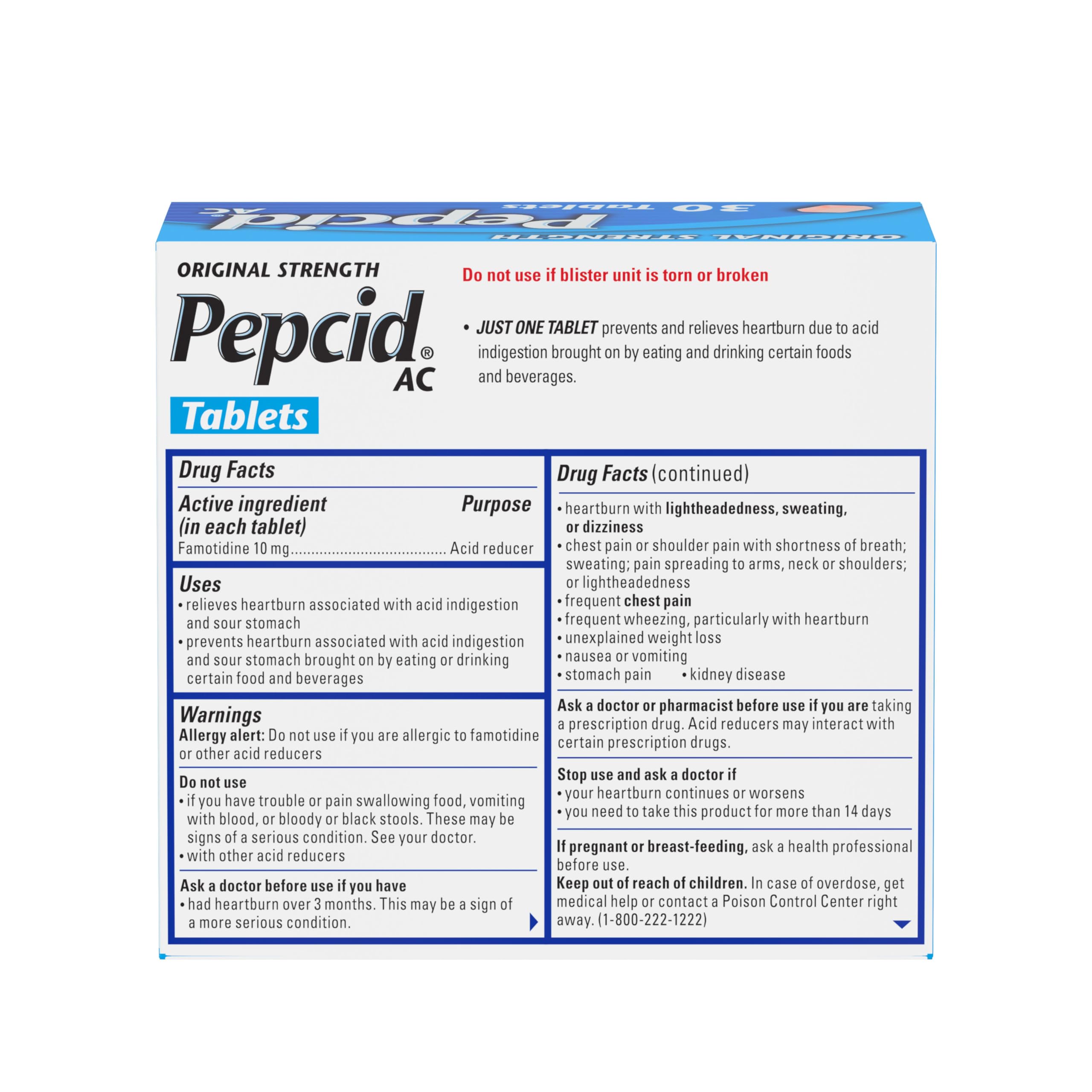 Pepcid AC duración de control de ácido día y noche.