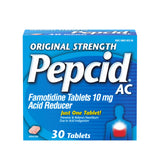 Pepcid AC tableta original frente: alivio de la acidez tras comer.