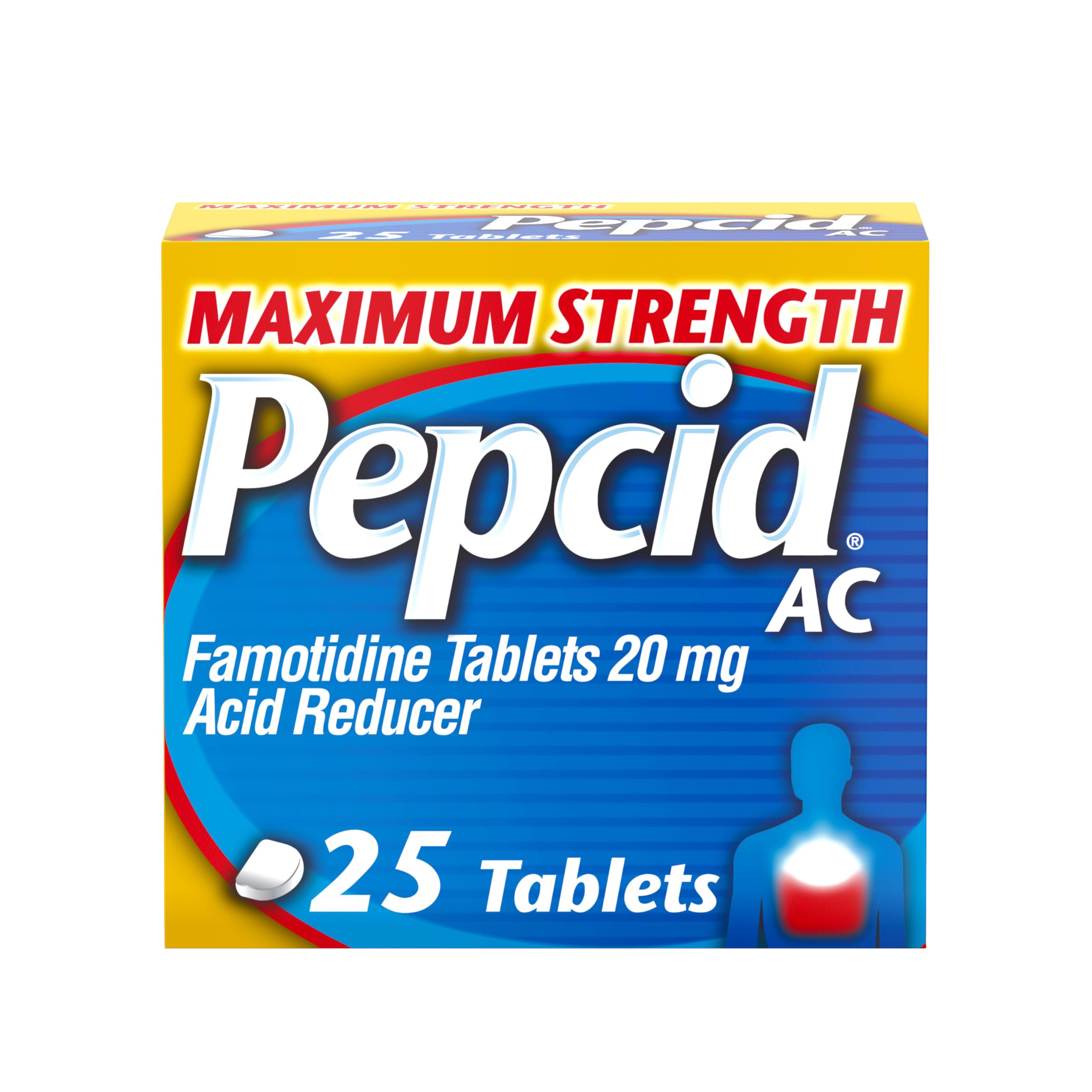 Pepcid AC tableta de 20 mg para alivio de la acidez después de comer.