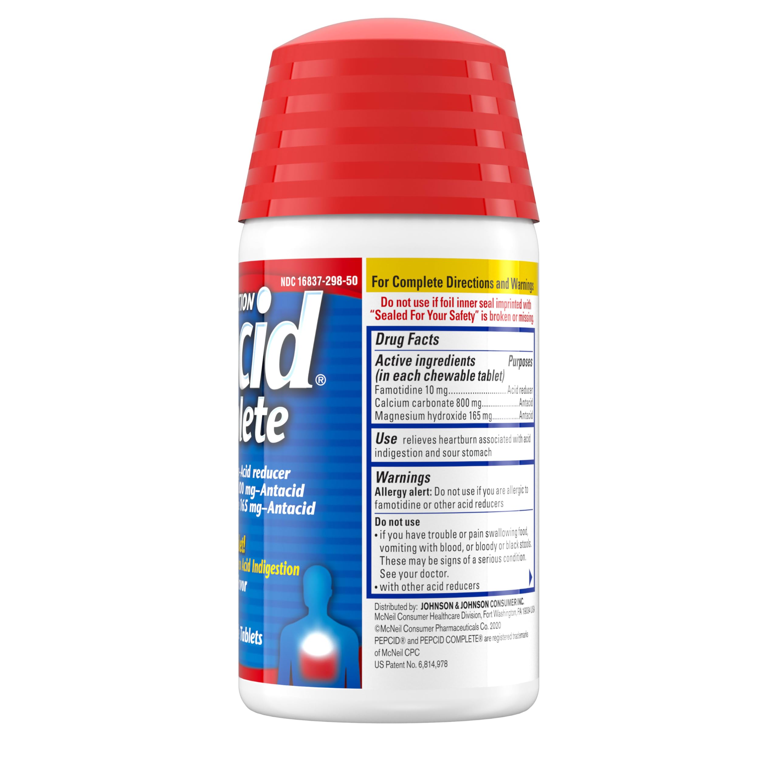 Pepcid Complete antiácidos magnesio hidróxido presentes para neutralizar el ácido