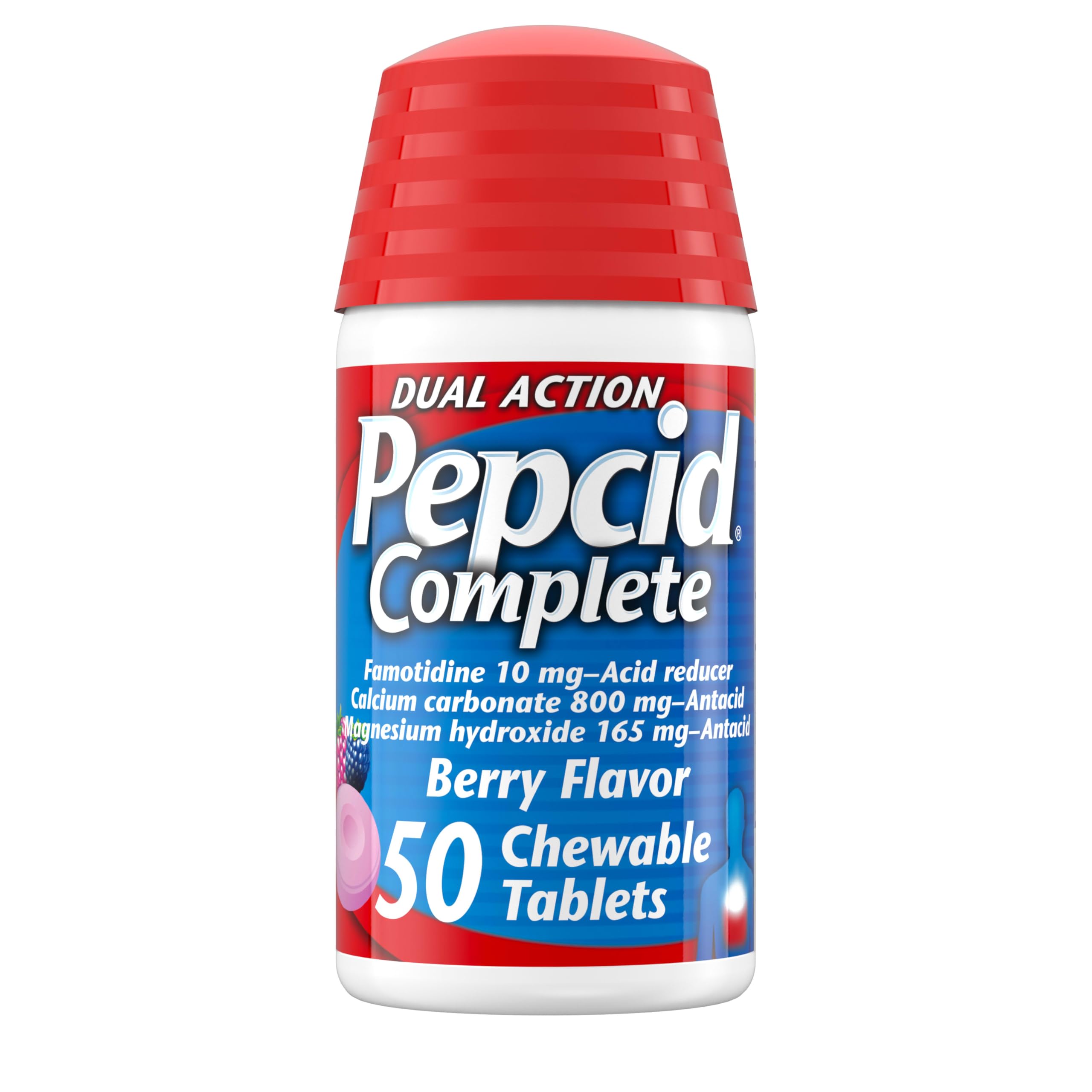 Pepcid Complete tabletas masticables sabor baya para controlar el ácido estomacal