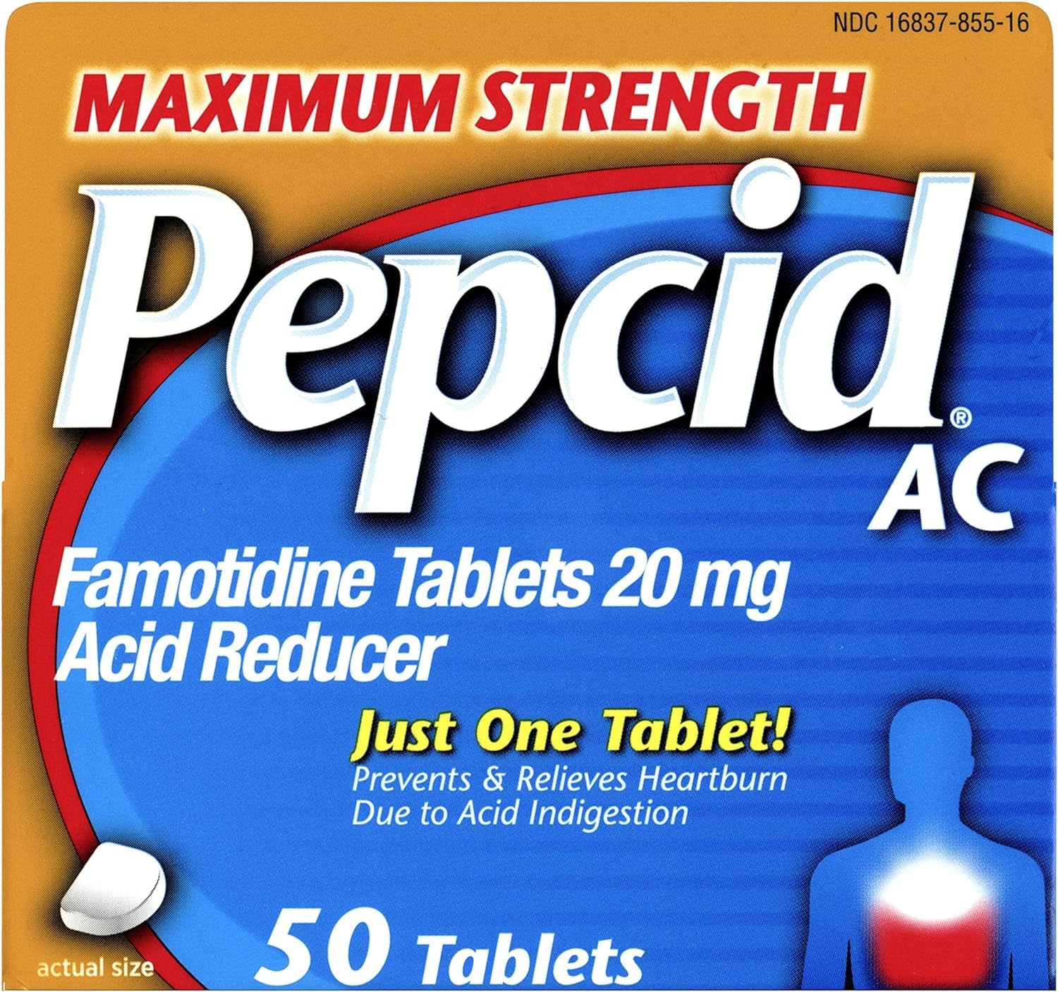 Pepcid CSC-24 paquete de 50 tabletas para posibles alivios estomacales