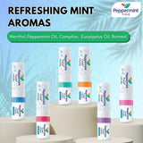 Peppermint Field inhalador nasal diseño compacto para llevar en cualquier lugar.
