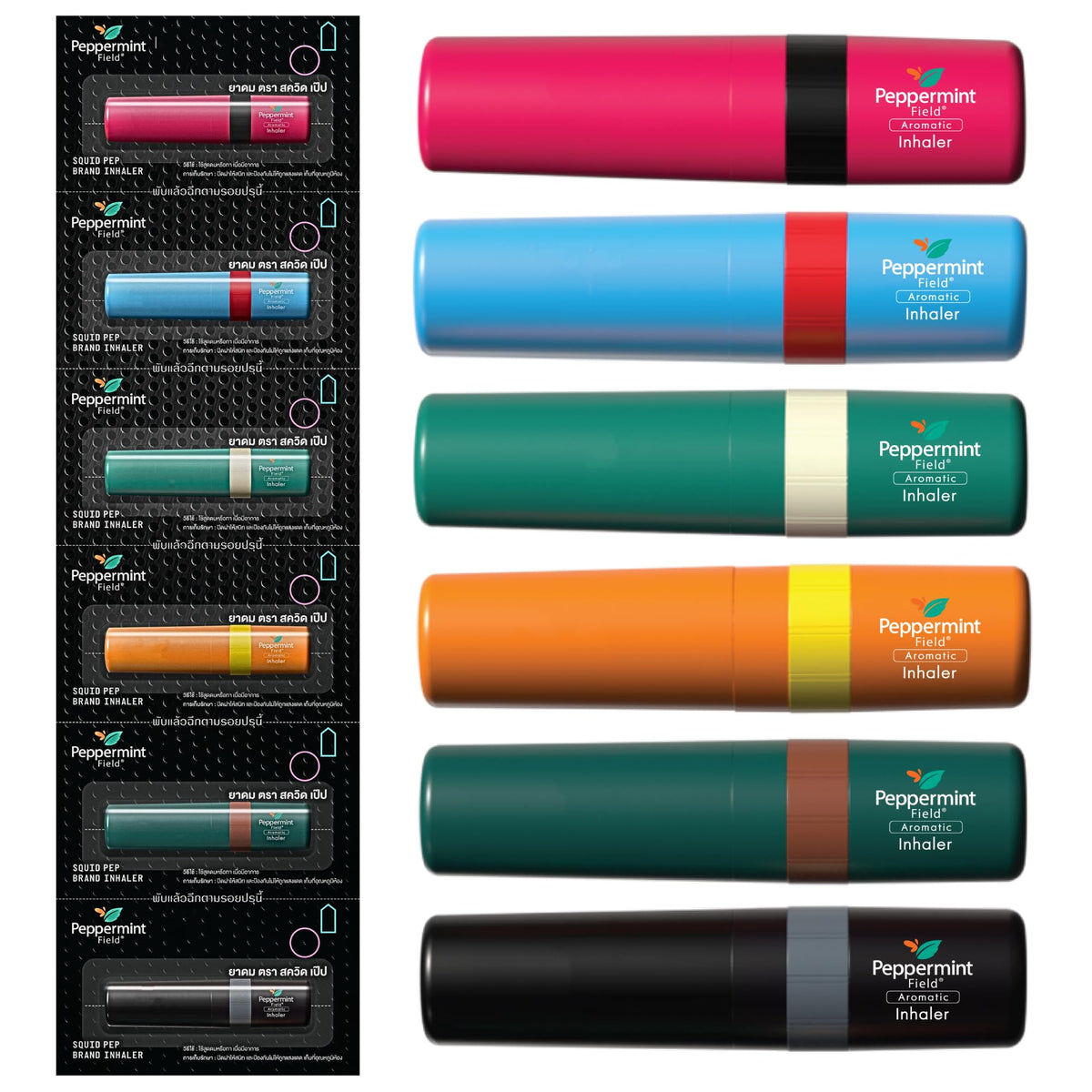 Peppermint Field Inhalador negro con diseño elegante para uso diario.