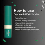 Peppermint Field Inhalador para uso en mascarilla y alivio práctico.