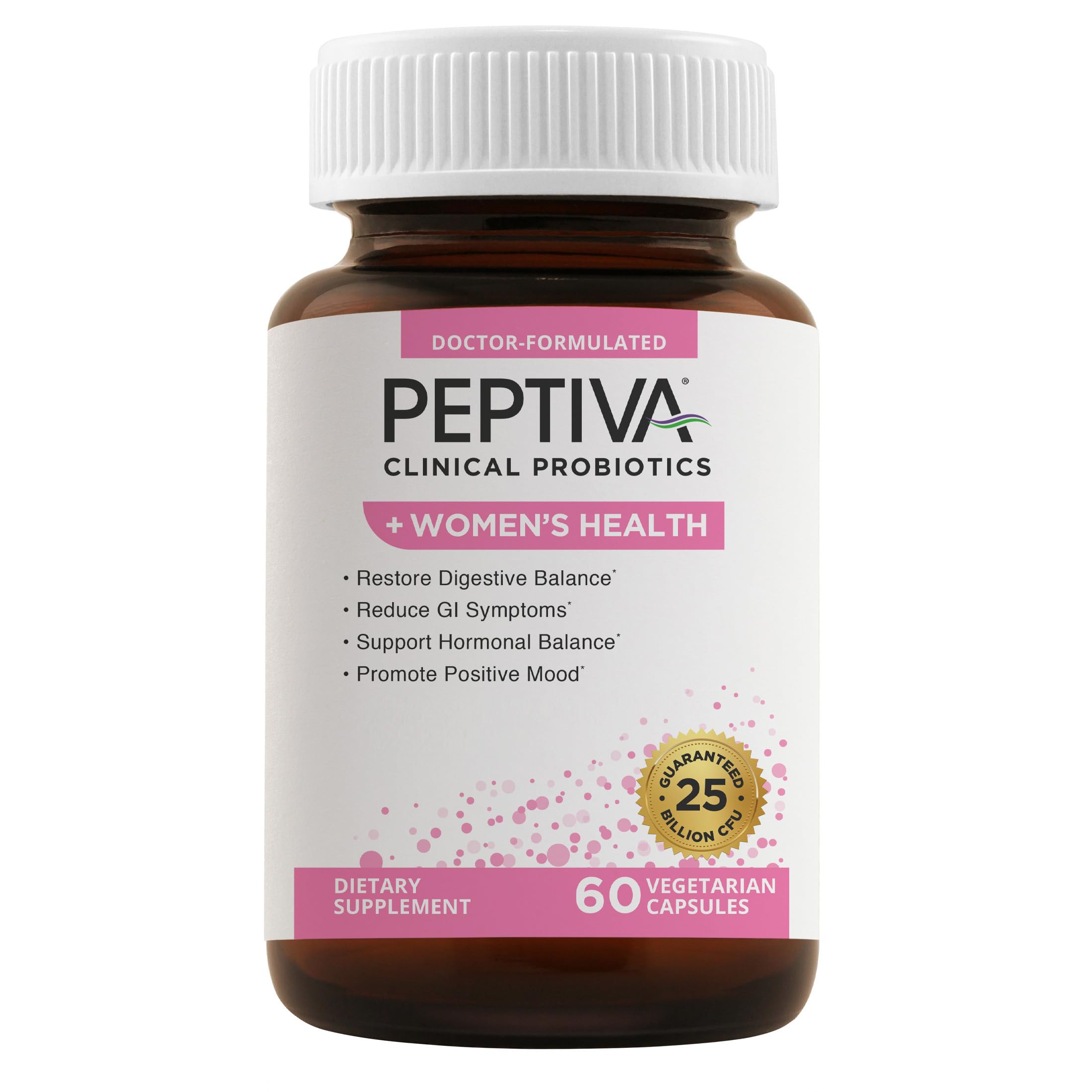 Cápsulas vegetarianas de Peptiva Probiotics para soporte digestivo