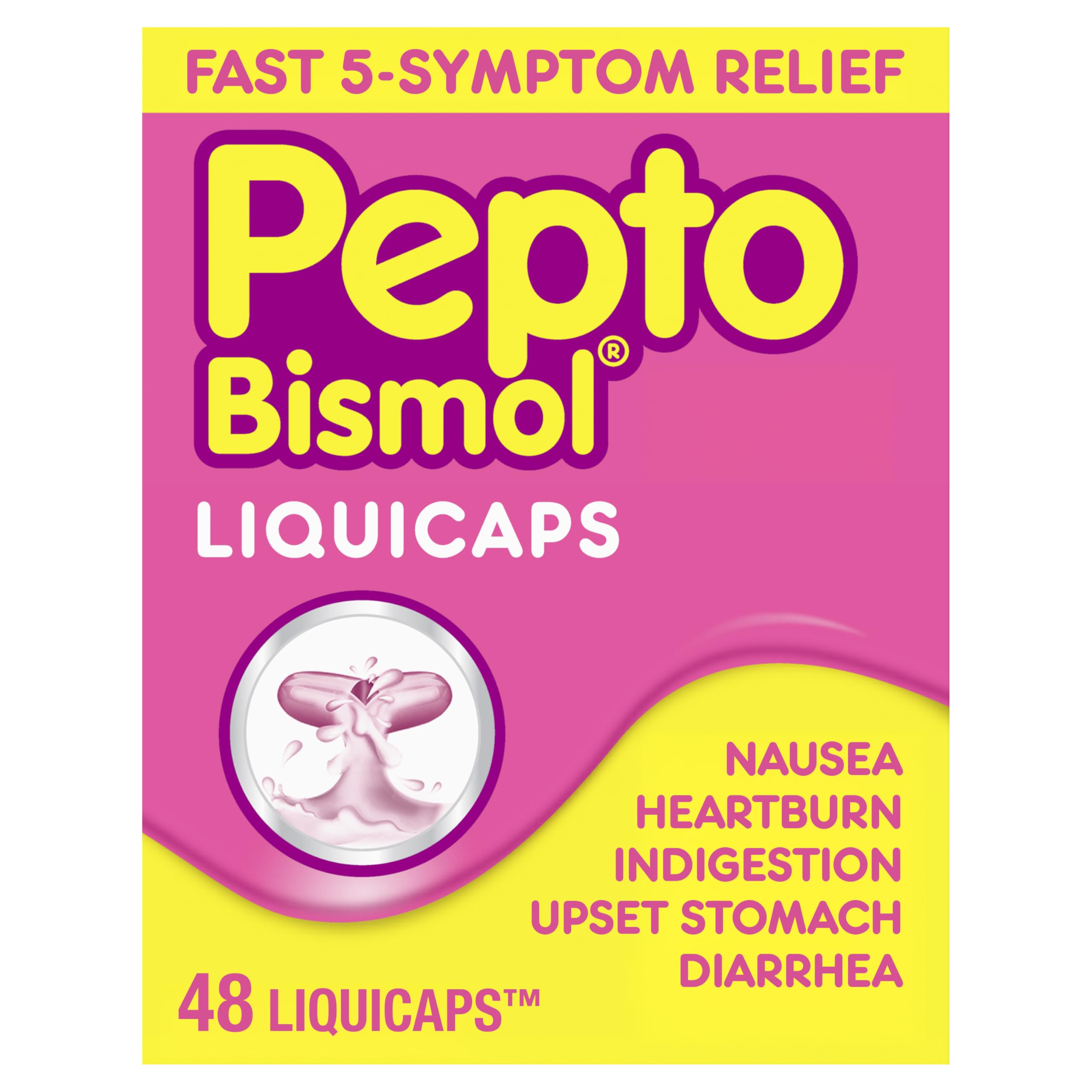 Pepto Bismol: envase grande con cápsulas líquidas para alivio práctico en casa