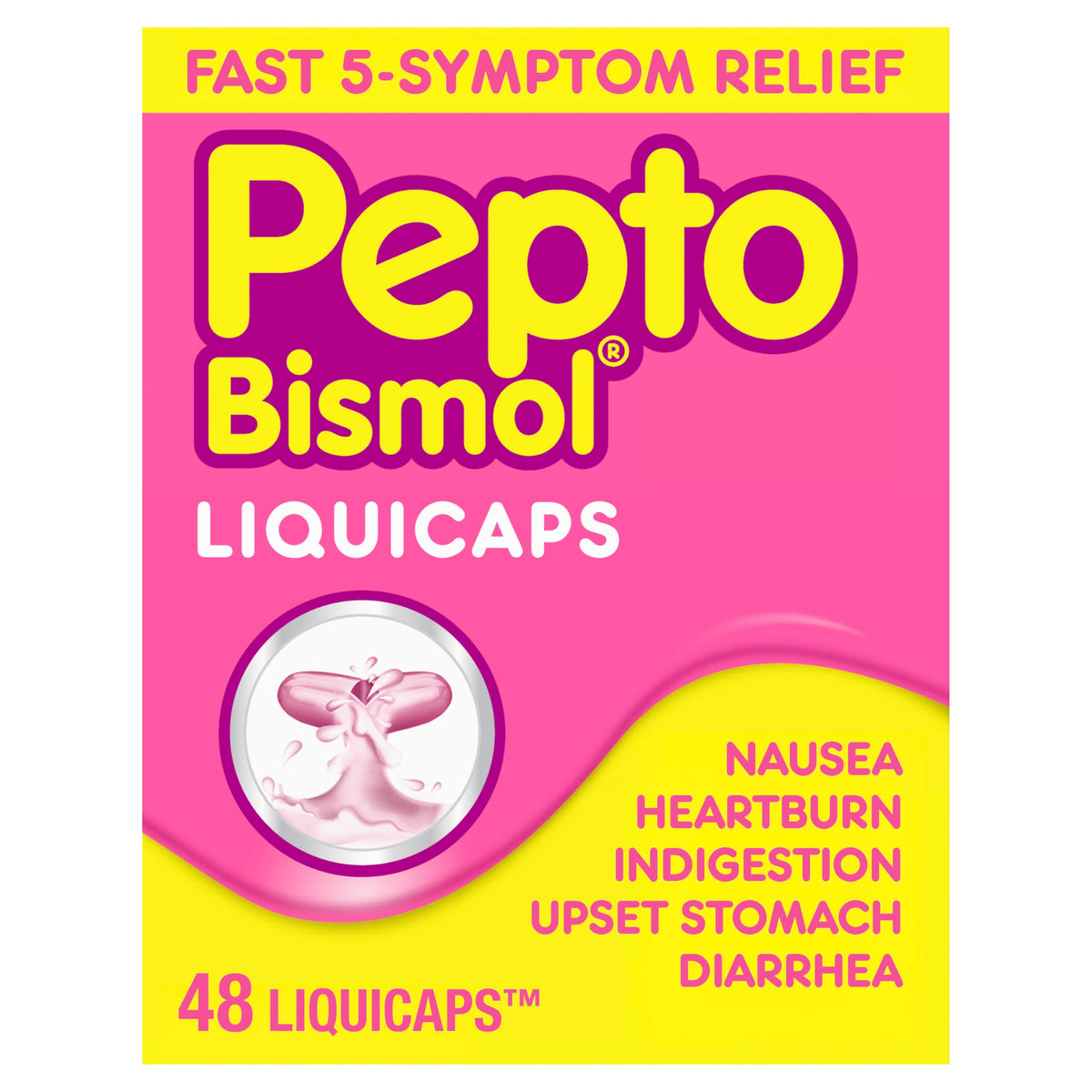 Pepto Bismol: envase grande con cápsulas líquidas para alivio práctico en casa