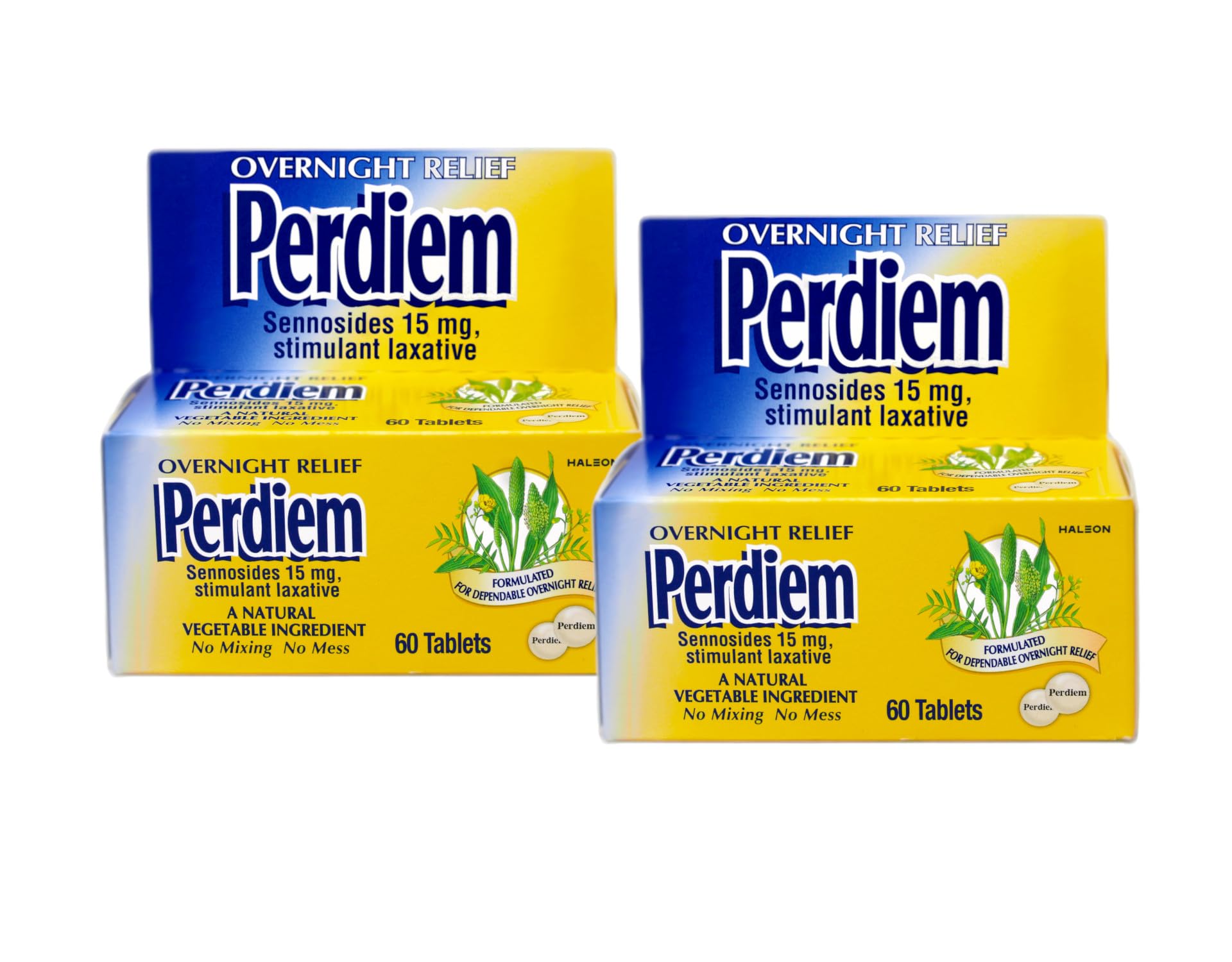 Perdiem Sennosides tableta envase: alivio nocturno discreto y confiable.