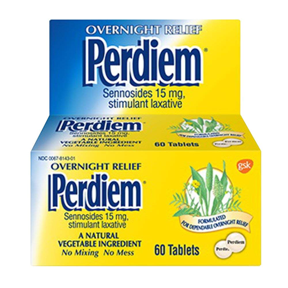 Perdiem tableta laxante estimulante, presentación de un uso nocturno suave para comodidad diaria.