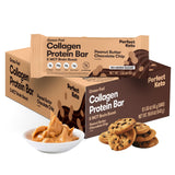 Perfect Keto Bar mantequilla de cacahuete con chispas de chocolate; snack potente para keto.