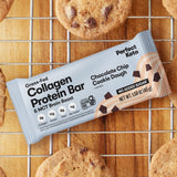 Barras Perfect Keto Collagen chocolate chip detalle: chispas de cacao para energía sostenida