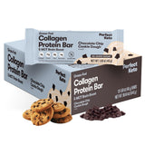 Barras Perfect Keto Collagen chocolate chip en empaque: snack keto práctico para llevar