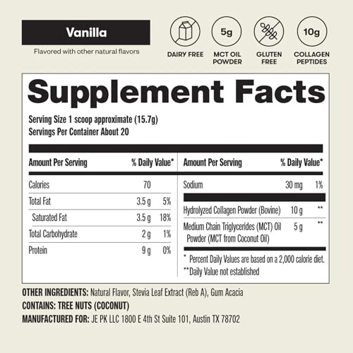 Perfect Keto Collagen Peptides sabor vainilla para postre ligero
