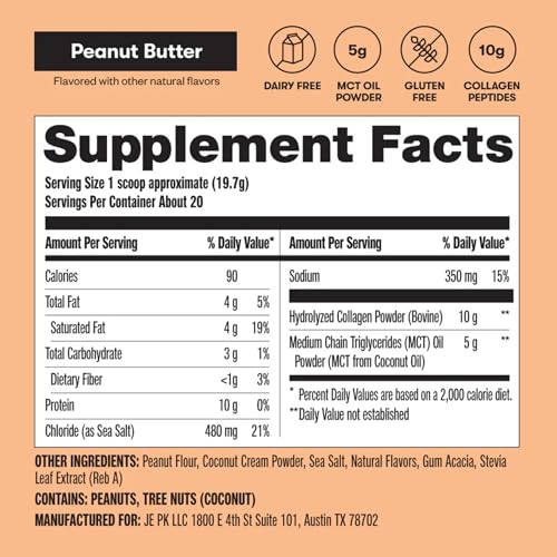 Perfect Keto Collagen sabor mantequilla de cacahuete para postre ligero