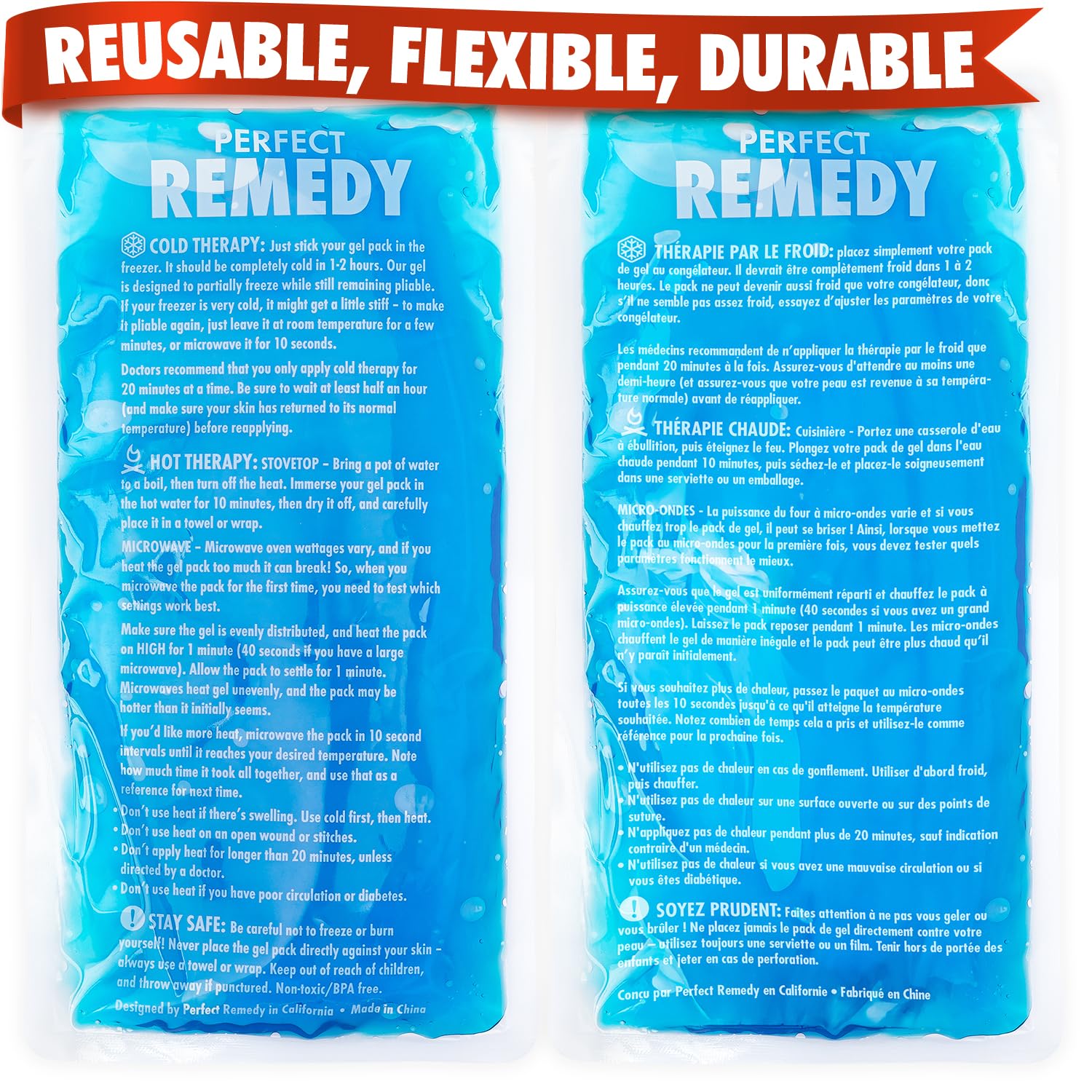 Perfect Remedy bolsas de gel frío para lesiones, color azul y pack de 2